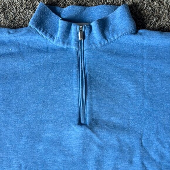 Peter Millar XL Blue Cotton Blend 1/4 Zip Pullover - Picture 3 of 11